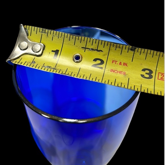 Block Signed Stockholm Crystal 4 Cobalt Blue Air Bubble Bottom Highball Glasses - Picture 11 of 11